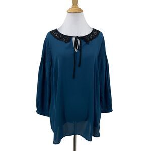 Disney X Lauren Conrad Blouse Womens L Large Snow White Bell Sleeve Lace Collar